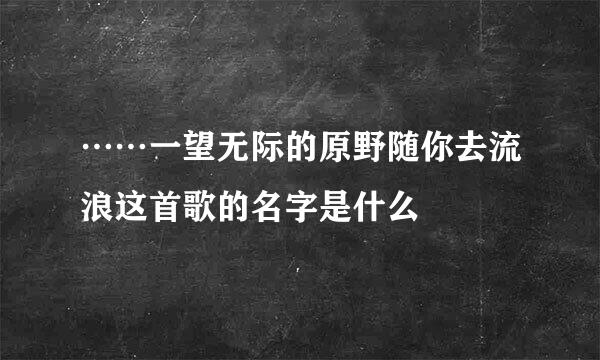 ……一望无际的原野随你去流浪这首歌的名字是什么