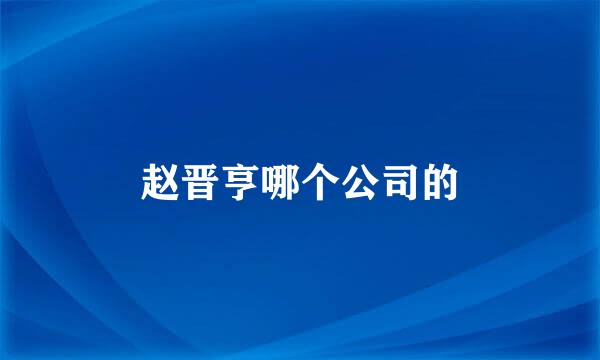 赵晋亨哪个公司的