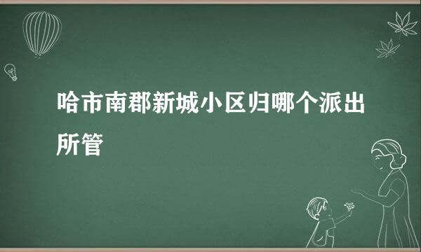 哈市南郡新城小区归哪个派出所管