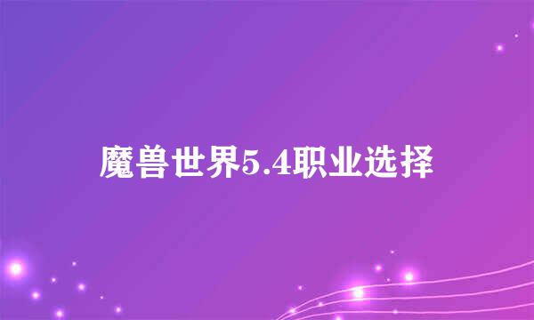 魔兽世界5.4职业选择