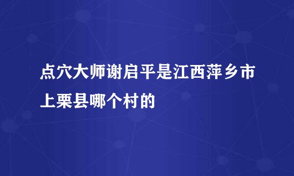 点穴大师谢启平是江西萍乡市上栗县哪个村的