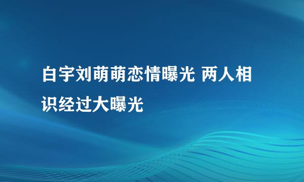 白宇刘萌萌恋情曝光 两人相识经过大曝光