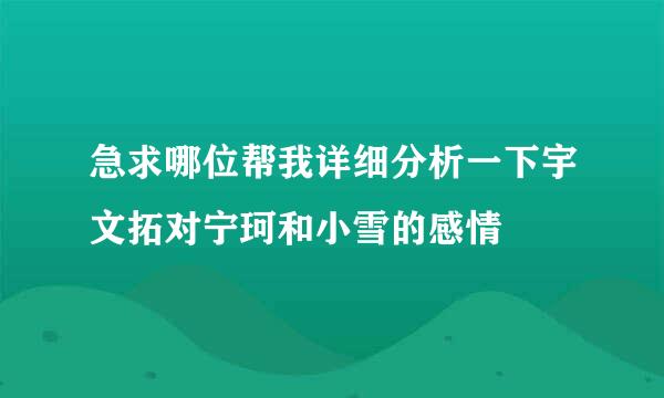 急求哪位帮我详细分析一下宇文拓对宁珂和小雪的感情