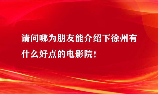 请问哪为朋友能介绍下徐州有什么好点的电影院！