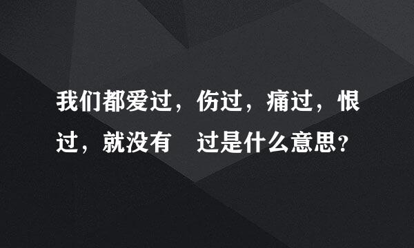 我们都爱过，伤过，痛过，恨过，就没有廋过是什么意思？