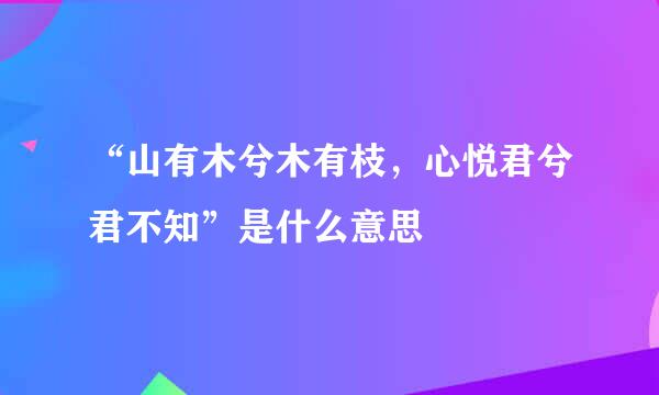 “山有木兮木有枝，心悦君兮君不知”是什么意思