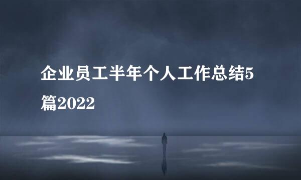 企业员工半年个人工作总结5篇2022