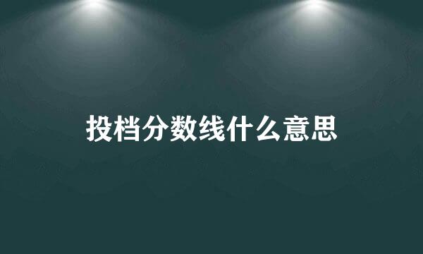 投档分数线什么意思