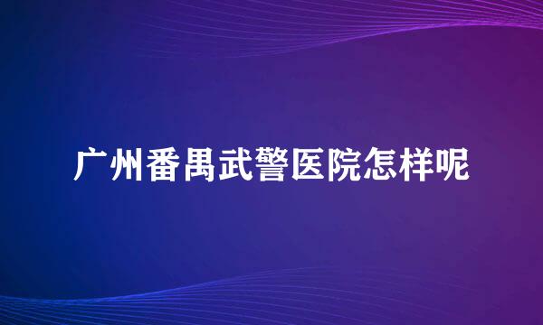 广州番禺武警医院怎样呢