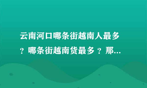 云南河口哪条街越南人最多 ？哪条街越南货最多 ？那里住宿怎么样？一个人去应注意什么？