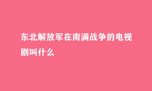 东北解放军在南满战争的电视剧叫什么