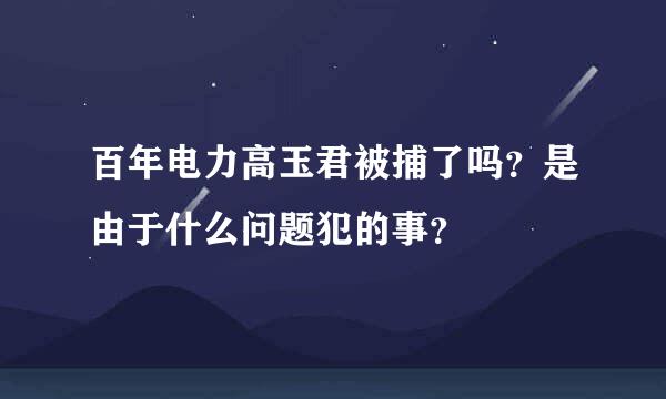 百年电力高玉君被捕了吗？是由于什么问题犯的事？