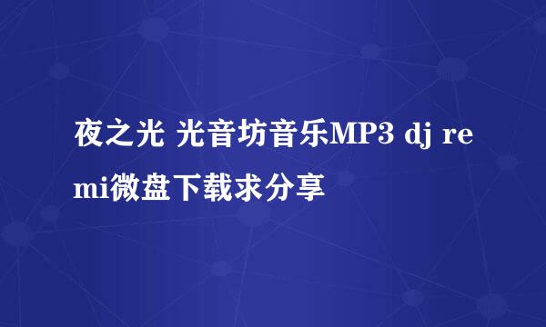 夜之光 光音坊音乐MP3 dj remi微盘下载求分享