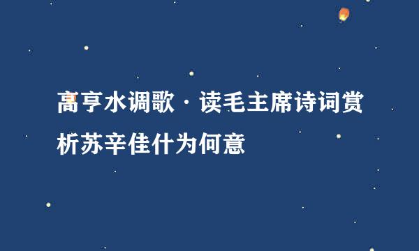 高亨水调歌·读毛主席诗词赏析苏辛佳什为何意