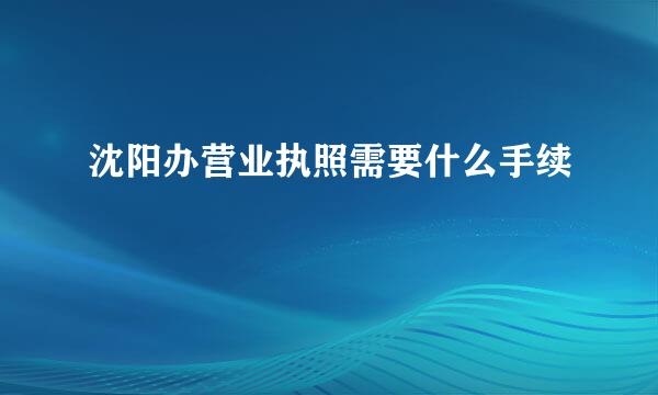 沈阳办营业执照需要什么手续