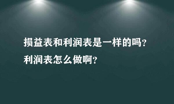 损益表和利润表是一样的吗？利润表怎么做啊？