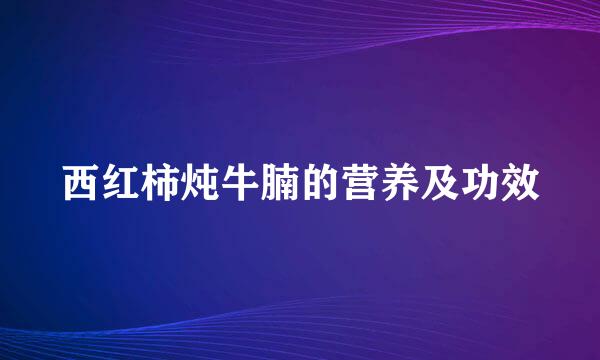 西红柿炖牛腩的营养及功效