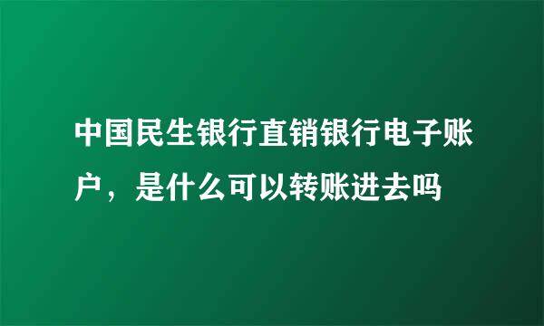 中国民生银行直销银行电子账户，是什么可以转账进去吗