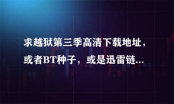 求越狱第三季高清下载地址，或者BT种子，或是迅雷链接，感激不尽！