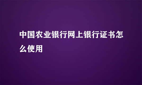 中国农业银行网上银行证书怎么使用