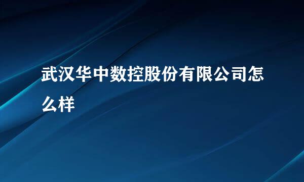 武汉华中数控股份有限公司怎么样