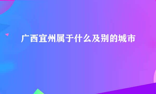 广西宜州属于什么及别的城市