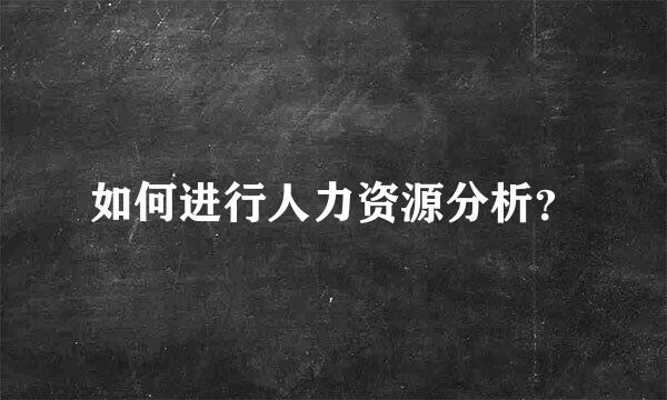 如何进行人力资源分析？