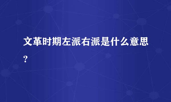 文革时期左派右派是什么意思？