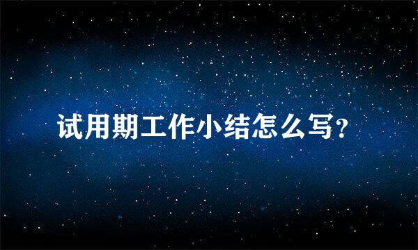 试用期工作小结怎么写？