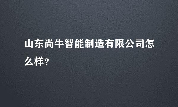 山东尚牛智能制造有限公司怎么样？