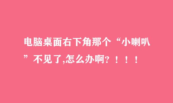 电脑桌面右下角那个“小喇叭”不见了,怎么办啊？！！！