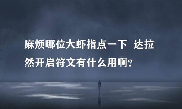 麻烦哪位大虾指点一下  达拉然开启符文有什么用啊？