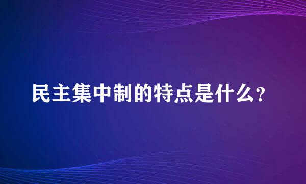 民主集中制的特点是什么？