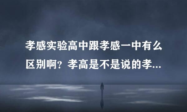 孝感实验高中跟孝感一中有么区别啊？孝高是不是说的孝感实验高级中学？也就是孝感实验高中？