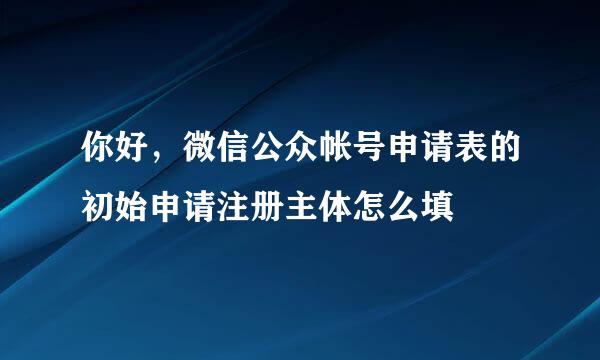 你好，微信公众帐号申请表的初始申请注册主体怎么填