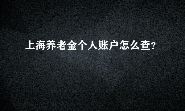 上海养老金个人账户怎么查？