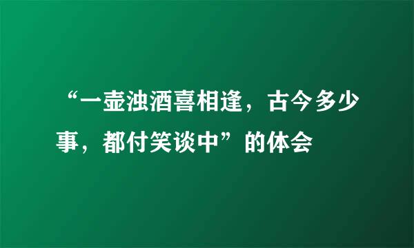 “一壶浊酒喜相逢，古今多少事，都付笑谈中”的体会