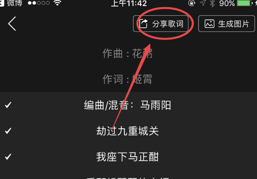 手机网易云音乐怎么复制歌词啊？