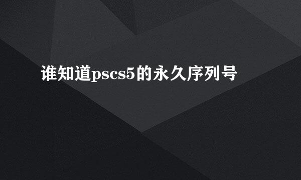 谁知道pscs5的永久序列号