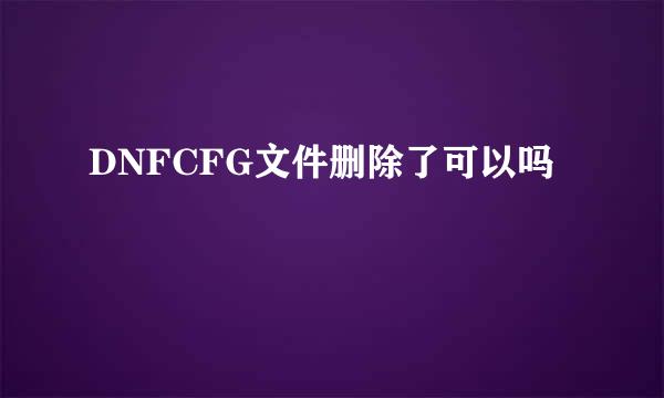 DNFCFG文件删除了可以吗