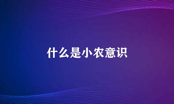 什么是小农意识