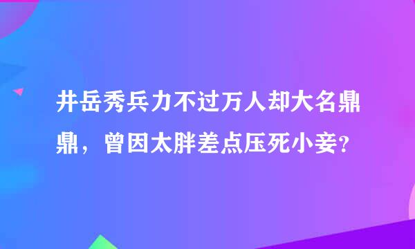 井岳秀兵力不过万人却大名鼎鼎，曾因太胖差点压死小妾？