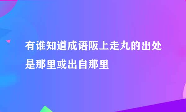 有谁知道成语阪上走丸的出处是那里或出自那里