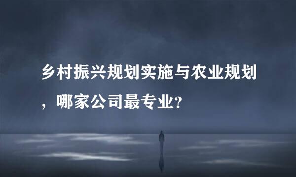 乡村振兴规划实施与农业规划，哪家公司最专业？