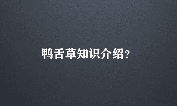 鸭舌草知识介绍？