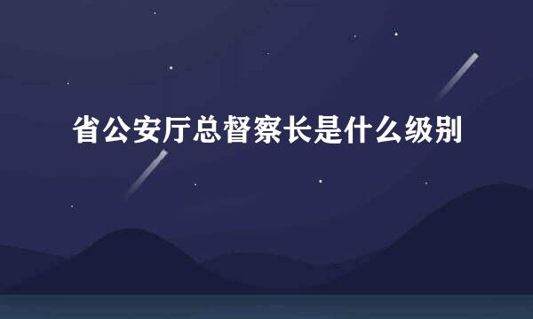 省公安厅总督察长是什么级别