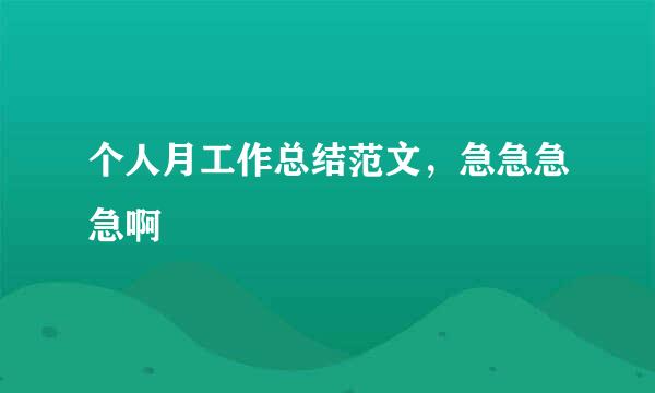 个人月工作总结范文，急急急急啊