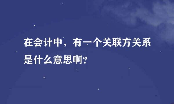 在会计中，有一个关联方关系是什么意思啊？