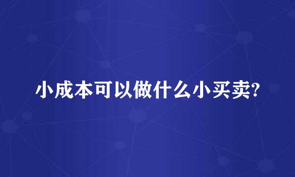 小成本可以做什么小买卖?