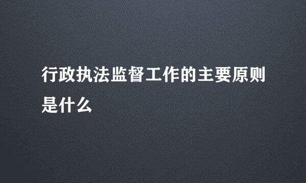 行政执法监督工作的主要原则是什么